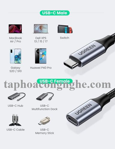 Ugreen 80810 0.5M Cáp nối dài usb type c US372 30080810